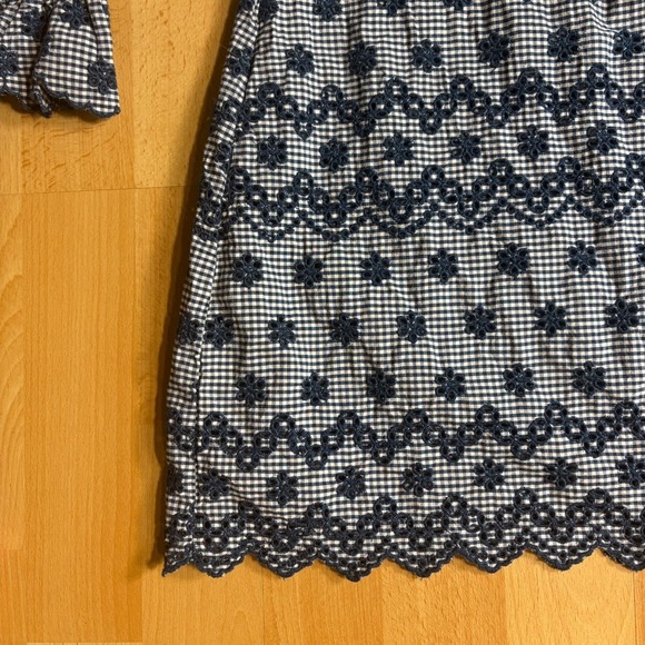 Doen Franique Dress in Azure Paris Gingham Check Floral Embroidery - Picture 8 of 12